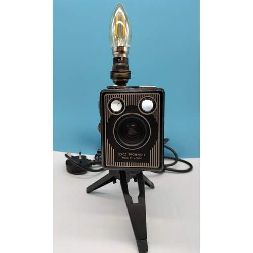 10A - Brownie Camera Upcycled Table Lamp. Approx 32cm including Bulb. W/O