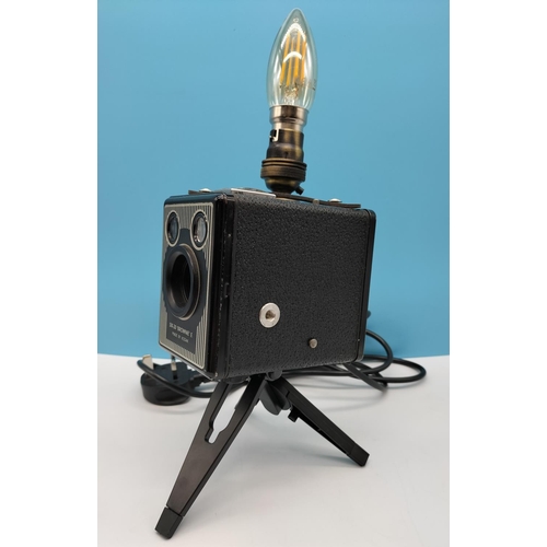 10A - Brownie Camera Upcycled Table Lamp. Approx 32cm including Bulb. W/O