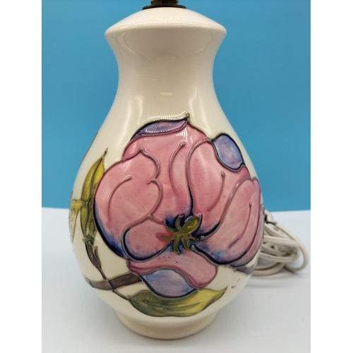 7 - Moorcroft Lamp Base in the 'Magnolia' Pattern. 29cm High including Fitting.