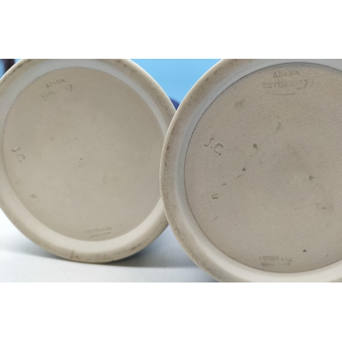 41 - 2 x Adams Jasper Spill Vases. 18cm High. Hairline to Rim of 1 Vase.