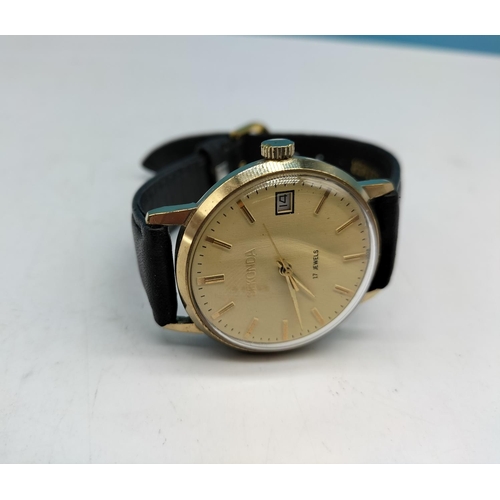 Sekonda 17 Jewels Time and Date Wind Up Watch with Strap. W/O