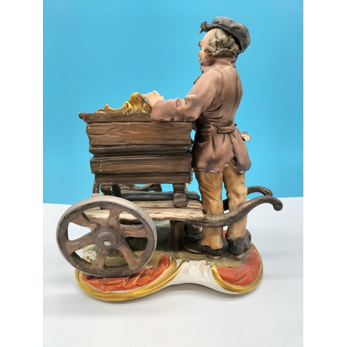 160D - Capodimonte, M Lozy, Large Figure of a Barrel Organ Player with Dog. c1950-1960. (28cm High, 21cm Lo... 