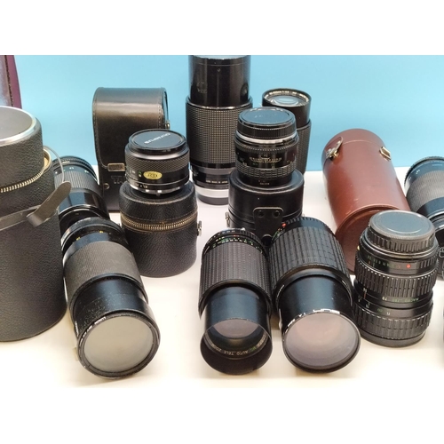 110A - Box of Mixed Camera Lenses to include Carl Zeiss, Pentax, Tamron, etc.