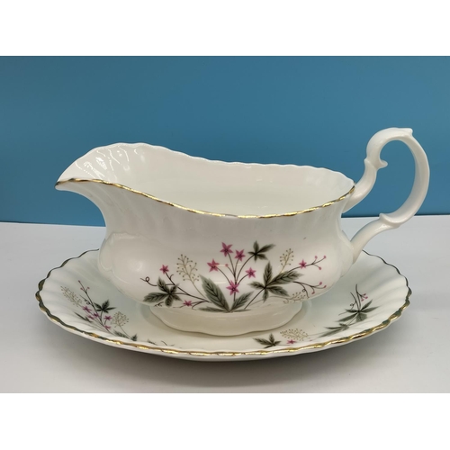 115 - Royal Kent China Lidded Tureen (28cm Diameter) and Gravy Boat and Saucer in the 'Sylvia' Pattern.