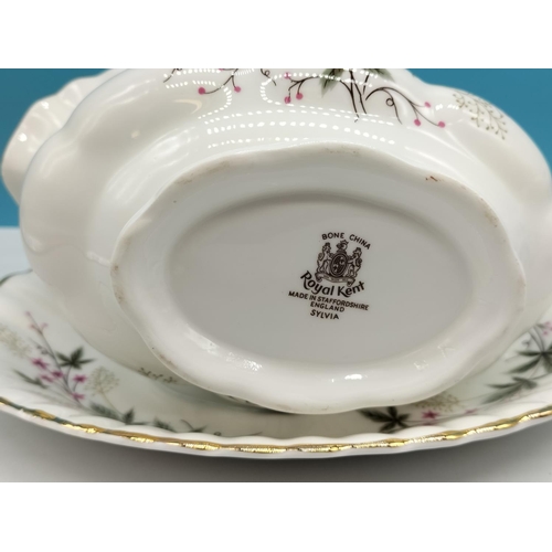 115 - Royal Kent China Lidded Tureen (28cm Diameter) and Gravy Boat and Saucer in the 'Sylvia' Pattern.