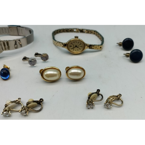 199 - Sekonda Watch plus one Other and Quantity of Vintage Earrings including 2 x Napier.