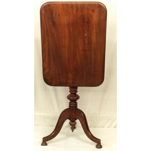 206 - Victorian c1880 Tilt Top Table. 71cm High, 62cm Long, 47cm Wide. This Lot is Collection Only.