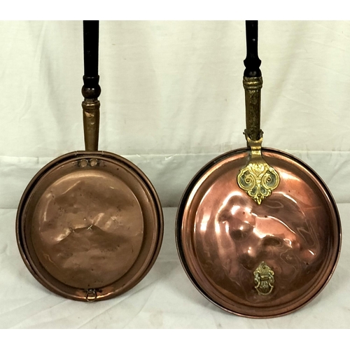 208 - Victorian c1880 Copper Warming Pans (2). Largest being 107cm High. This Lot is Collection Only.