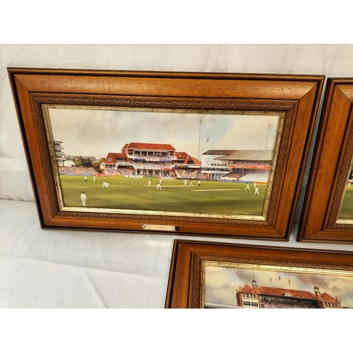 212 - Framed Pictures of English Cricket Grounds (3) - 'The Oval', 'Headingley' and 'The St Lawrence Groun... 