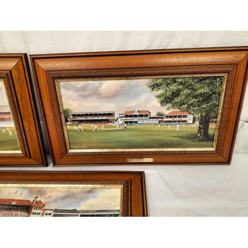 212 - Framed Pictures of English Cricket Grounds (3) - 'The Oval', 'Headingley' and 'The St Lawrence Groun... 