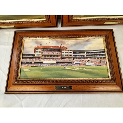 212 - Framed Pictures of English Cricket Grounds (3) - 'The Oval', 'Headingley' and 'The St Lawrence Groun... 