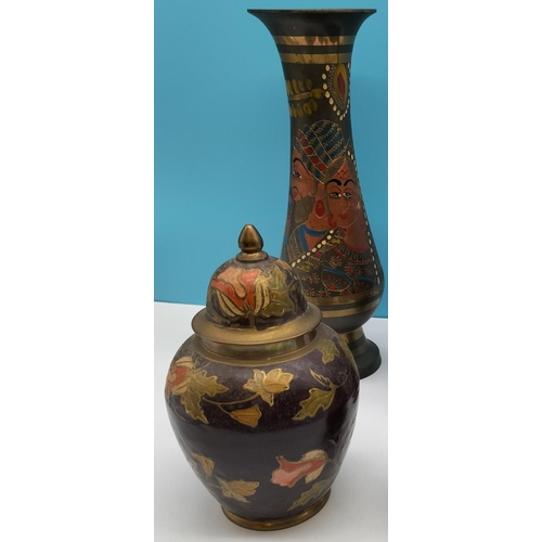 276 - Collection of Cloisonne Ware including Temple Jars (3), Vases (2) and Jug. Tallest being 25cm.