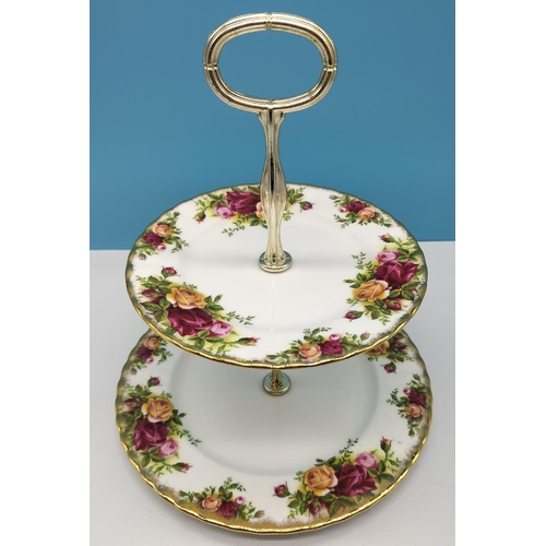 298 - Royal Albert 2 Tier Cake Stand in the 'Old Country Roses' Pattern.