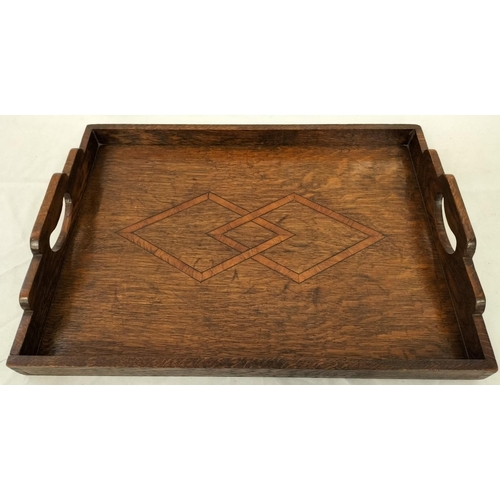 305 - Vintage Dark Wood Tray. 52cm x 38cm.