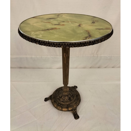 540 - Onyx Style Topped, Tri Footed Table. 49cm High, 37cm Diameter. This Lot is Collection Only.