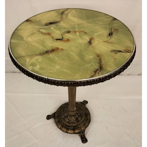 540 - Onyx Style Topped, Tri Footed Table. 49cm High, 37cm Diameter. This Lot is Collection Only.