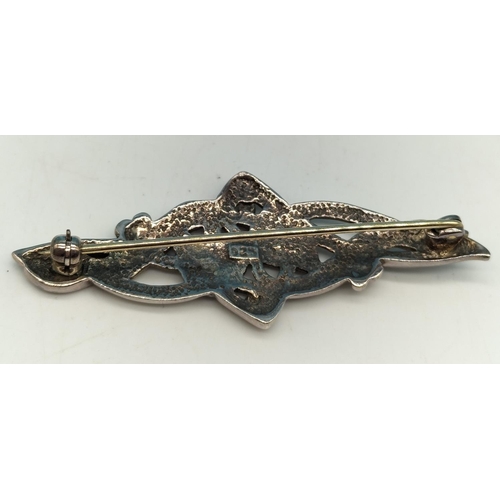 57 - Art Nouveau Style 925 Silver Brooch.