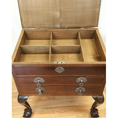 63 - Ball and Claw Foot 2 Drawer Gentleman's Chest. 68cm High, 63cm x 42cmThis Lot is Collection Only.