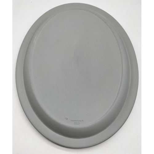 67 - Wedgwood Grey Jasper Oval Plaque. 26cm x 18cm.