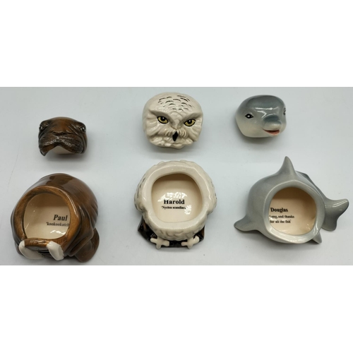 71 - 7 x Kevin Francis Boxed Face Pots including Owl, Walrus, Dolphin, Rhino, Elephant, Dog and Frog. App... 