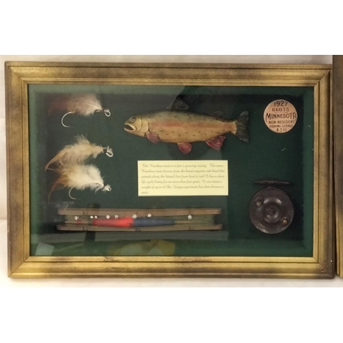 79 - Fly Fishing Picture Display Frames (2). Largest being 34cm x 28cm x 6cm.