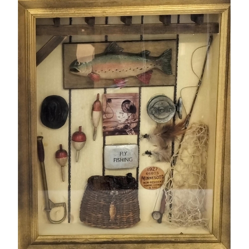 79 - Fly Fishing Picture Display Frames (2). Largest being 34cm x 28cm x 6cm.