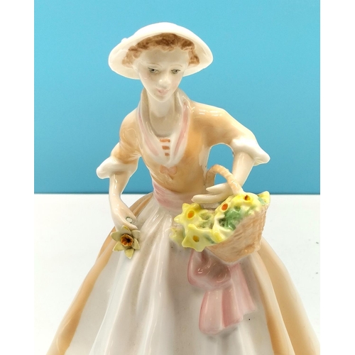 80 - Royal Worcester 17.5cm Lady Figure 'Rachael' , modelled by F.G.Doughty. Slight A/F to Flower.