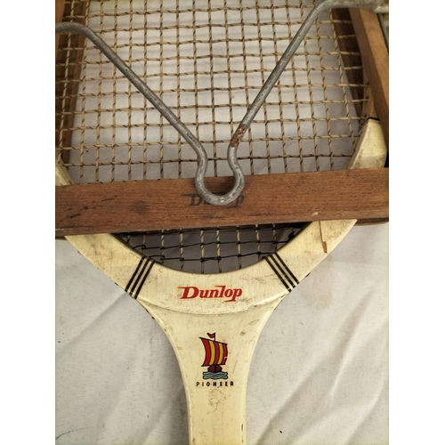 107 - Vintage Maxply Dunlop Fort Wooden Tennis Racket and Wooden Press.