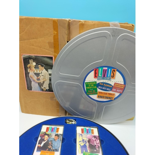 124 - Elvis Cassette Tapes and Pictures in Presentation Reel Box with Certificate of Authenticity.