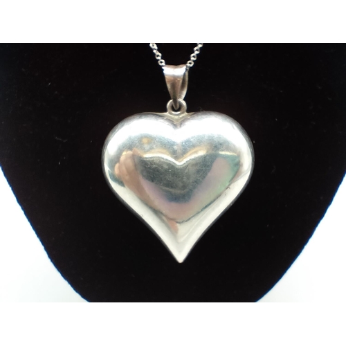 160G - Silver Necklace and Heart Pendant.