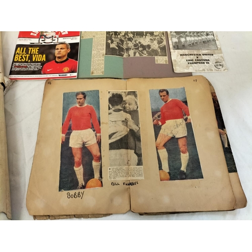 17 - Manchester United Memorabilia Scrap Book with Signatures plus Other Utd Books and Old Poster.