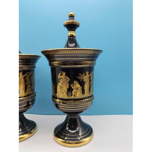 185A - Spyropoulos Greek Lidded Urns (2). 32cm High.