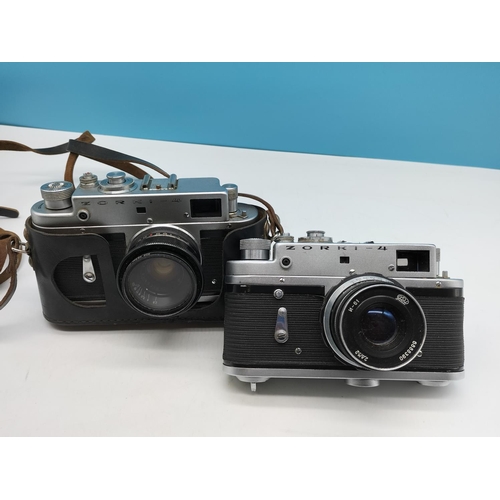 55A - 2 x Zork 4 Rangefinder 35mm Camera with Lenses.