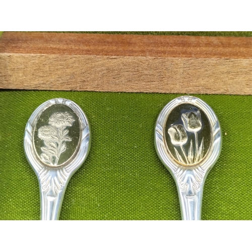 6 - Boxed Set of Royal Horticultural Society Solid Silver Flower Spoons.