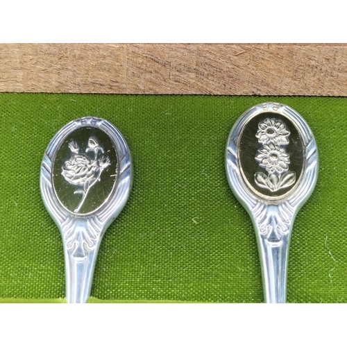 6 - Boxed Set of Royal Horticultural Society Solid Silver Flower Spoons.