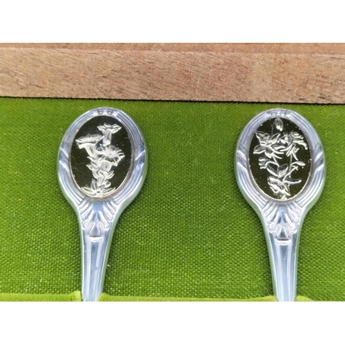 6 - Boxed Set of Royal Horticultural Society Solid Silver Flower Spoons.