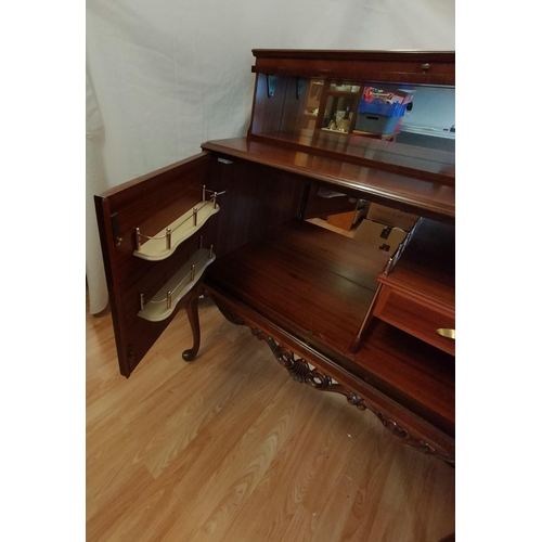 23 - Flamed Mahogany (Doors) & Mahogany Drinks Cabinet. 129cm High, 103cm x 45cm. This Lot is Collection ... 