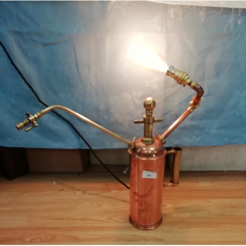 41 - Vintage Copper Garden Sprayer converted to a Lamp. W/O.