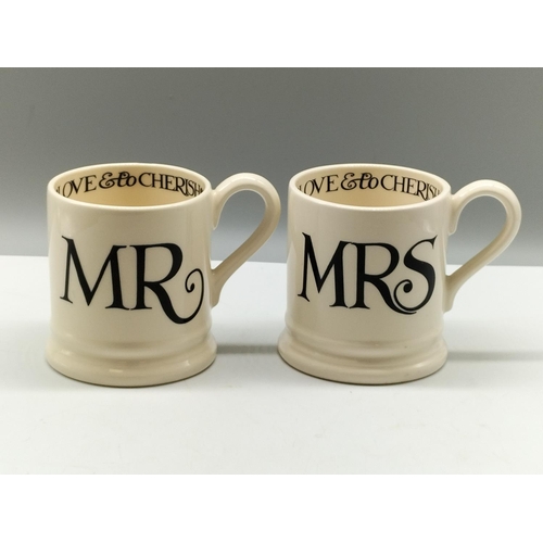 11 - Emma Bridgewater Toast and Marmalade Mugs 'Mr' and 'Mrs'.