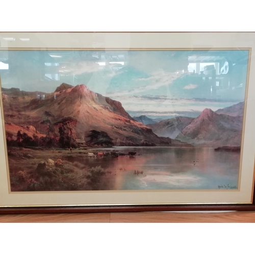 20 - Framed and Glazed Highland Scene Print by Alfred de Breanski. 97cm x 64cm.