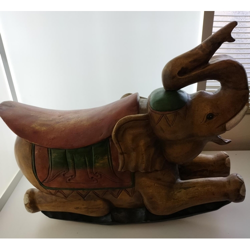 29 - Large Carved Wooden Elephant Rocker. 80cm x 58cm. This Lot is Collection Only.