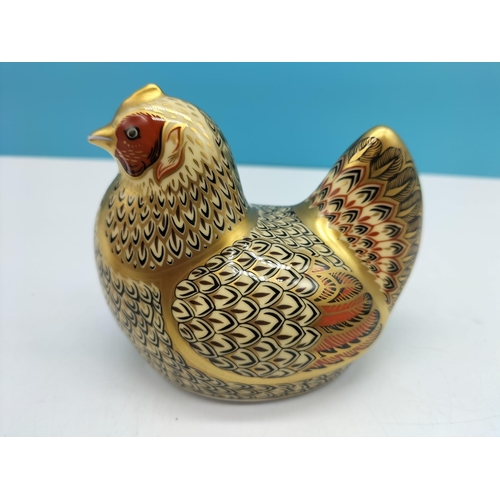 32 - Royal Crown Derby Limited Edition 527/5000 'Farmyard Hen' Paperweight with Gold Stopper. 12cm High