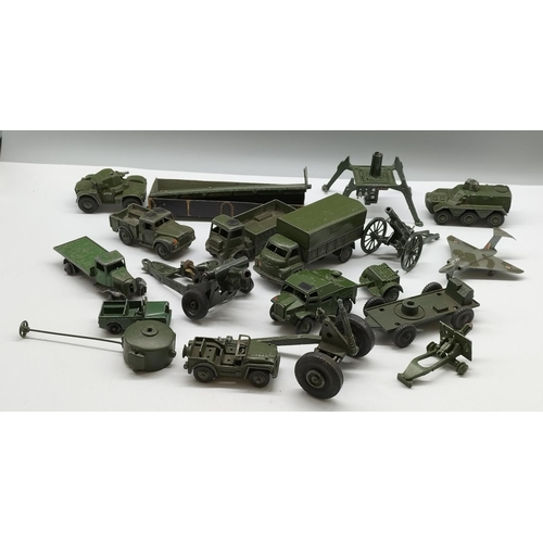 4 - Quantity of Playworn Dinky and Brittains Army Vehicles.