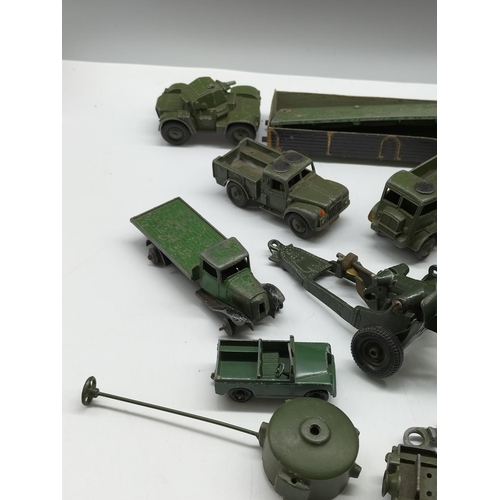 4 - Quantity of Playworn Dinky and Brittains Army Vehicles.