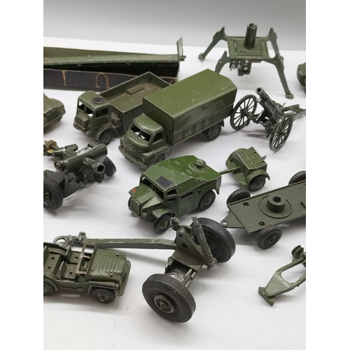 4 - Quantity of Playworn Dinky and Brittains Army Vehicles.