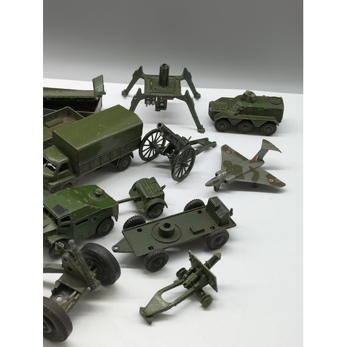 4 - Quantity of Playworn Dinky and Brittains Army Vehicles.