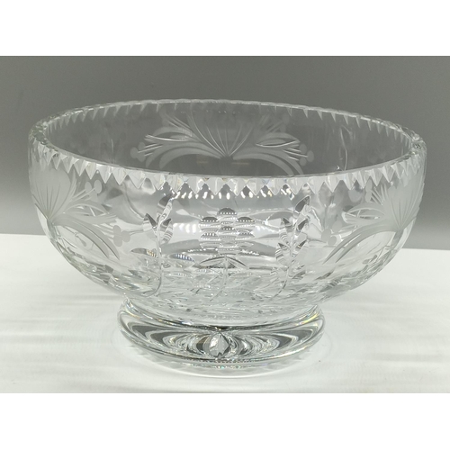 53 - Royal Brierley Cut and Frosted Glass Bowl. 11.5cm High x 21cm Diameter.