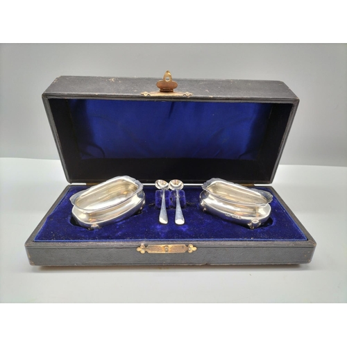 55 - Boxed Silver Hallmarked Mustards and Spoons Set.