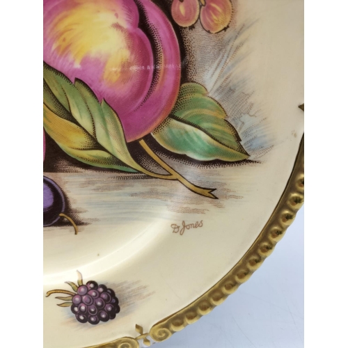 60 - Aynsley 26cm Cabinet Plate in the 'Orchard Gold' Pattern. Signed D Jones.