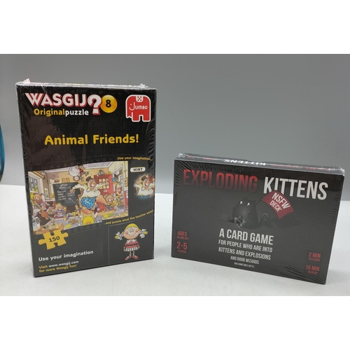 149 - Brand New and Sealed Exploding Kittens Card Game plus 150 Piece Wasgij 'Animal Friends' Jigsaw.